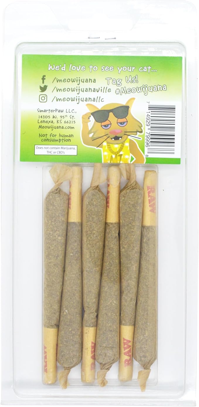 Meowijuana | King Size Catnip Joints | Organic | Dried Premium Ground Catnip | High Potency | Grown in The USA | Feline and Cat Lover Approved