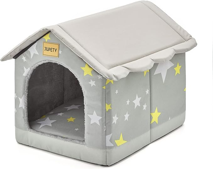 Jiupety Cozy Pet Bed House, Indoor/Outdoor Pet House, S Size for Cat and Small Dog, Warm Cave Sleeping Nest Bed for Cats and Dogs, Gray