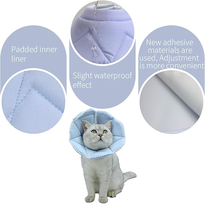 Soft Cat Recovery Collar,Adjustable Dog Cat Cone,Dog Protective Cone Collar after Surgery,for Cats and Puppy,Small,Blue