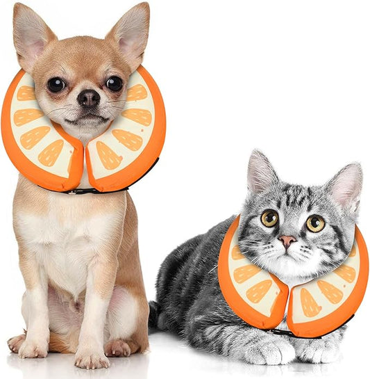 Dog Cone Collar for Small Medium Large Dogs for After Surgery, Pet Inflatable Neck Donut Collar Soft Protective Recovery Cone for Dogs and Cats - Alternative E Collar Does not Block Vision Orange,XS