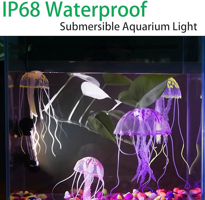 Aquarium Lights RGB Fish Tank Lights Underwater LED IP68 Waterproof Submersible Remote Control Aquarium Lid Hang Lights Color Changing Small Fish Aquarium Tank Waterfall Lighting, 7.5 inch