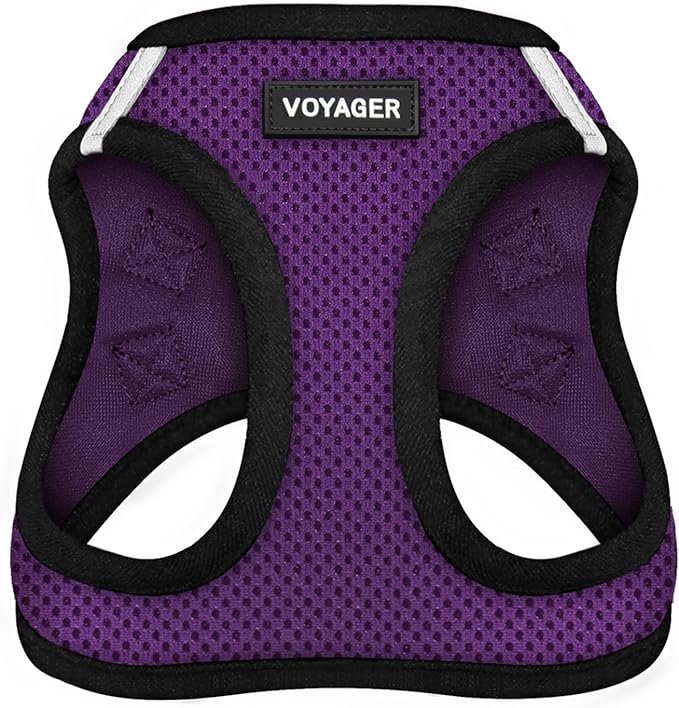 Voyager Step-in Air Dog Harness - All Weather Mesh Step in Vest Harness for Small and Medium Dogs and Cats by Best Pet Supplies - Harness (Purple/Black Trim), S (Chest: 14.5-16")