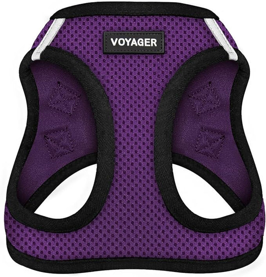 Voyager Step-in Air Dog Harness - All Weather Mesh Step in Vest Harness for Small and Medium Dogs and Cats by Best Pet Supplies - Harness (Purple/Black Trim), M (Chest: 16-18")