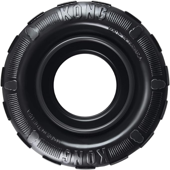 KONG Extreme Tires - KONG's Most Durable Natural Rubber Chew & Fetch Toy - Treat Dispenser Dog Tire Toy - Pet Supplies for Outdoor & Indoor Play - For Small Dogs