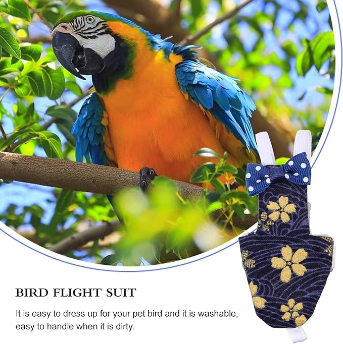 Bird Diaper - Bird Flight Suit Washable Bird Clothes Pigeon Pants Parrot Clothes Protective Parrots Nappy with Leash Hole for Parakeet Cockatiel Budgie