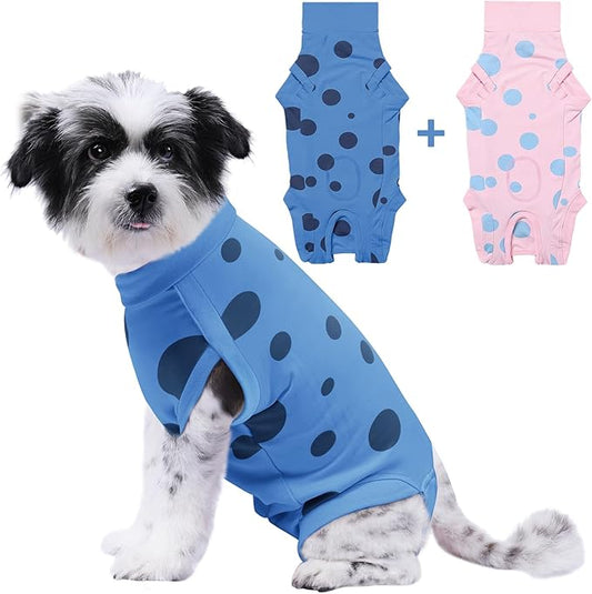 2 Packs Dog Recovery Suit Female Male, Blue+Pink, M