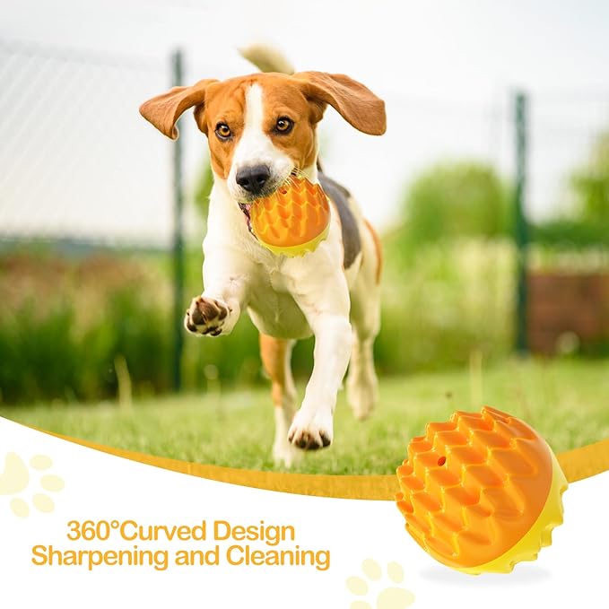 Dog Ball Thrower launcher Interactive Dog Toy with Vocal Cue Ball includes 6.2CM(2.44") Medium Herding Ball & 49.3CM(19.4") Non-slip Handle Yellow