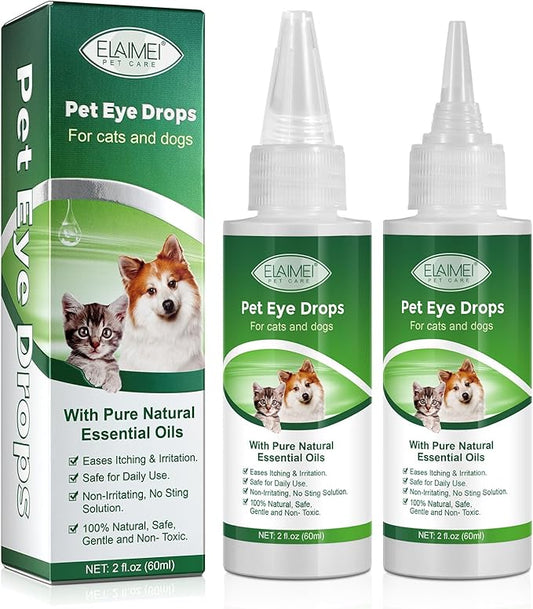 Eye Drops for Dogs and Cats, Gentle Formula Dog Eye Drops, Flush & Soothe Eye Irritations Supports Eyes Infection Relief Eye Cleaner, - Pet Eye Gentle Care Supplement Cats Drops for Eyes - 4.04 fl oz