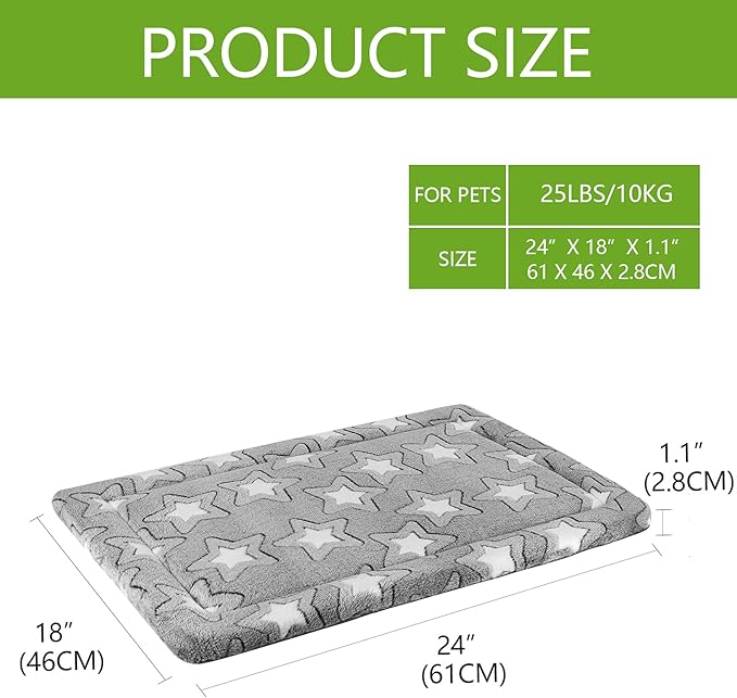 EMPSIGN Dog Bed Mat Dog Crate Pad Reversible (Cool & Warm), Machine Washable Dog Crate Mat, Kennel Pad for Dog Sleeping Mattress for Large Medium Small Dogs, Grey