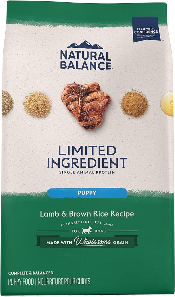 Natural Balance Limited Ingredient Puppy Dry Dog Food with Healthy Grains, Lamb & Brown Rice Recipe, 24 Pound (Pack of 1)