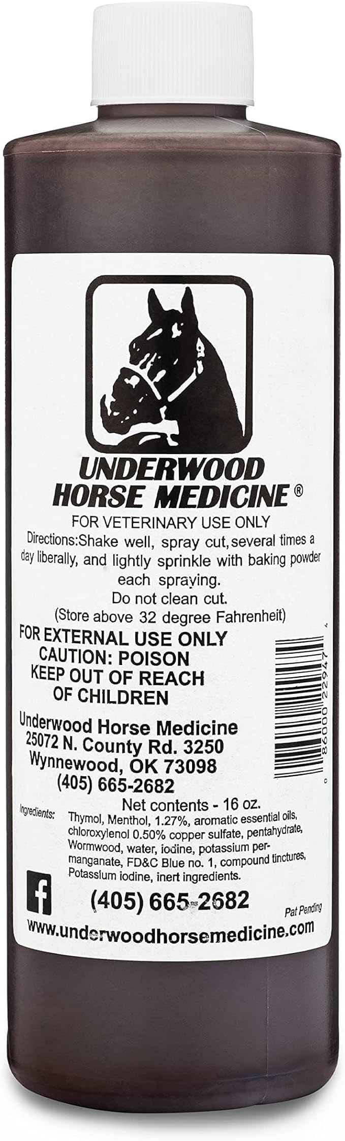 Underwood Topical Horse Care Wound Spray - 16oz Refill Horse Wound Care for Quick Healing of Cuts & Wounds – Horse First Aid Kit & Wound Care for Dogs – Equine & Dog Wound Care for Dog Wound Heal