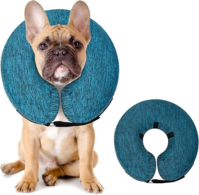 MIDOG Dog Cone Collar, Inflatable Dog Neck Donut Collar Alternative After Surgery, Soft Protective Recovery Cone for Small Medium Large Dogs and Cats Puppies - Alternative E Collar (Blue, M)