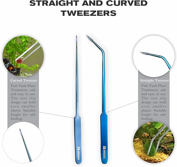 Dermax Aquascaping Equipment - Create Your Underwater Paradise Easily with Scissor Tweezer Spatula (Blue Titanium)