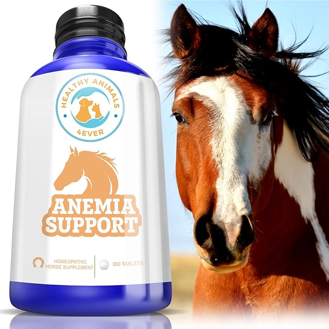 Healthy Animals 4Ever All-Natural Horse Anemia Support - Helps Prevent Diseases and Parasites - Supplements for Horses - Homeopathic & Highly Effective - 300 Tablets