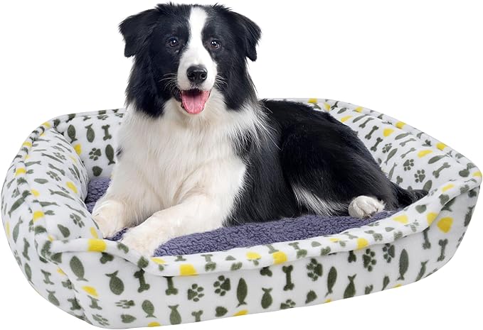 Dog Sofa Bed, Anti-Anxiety Bed for Dog, Rectangle Washable Bed with Grey Mattress, Large …