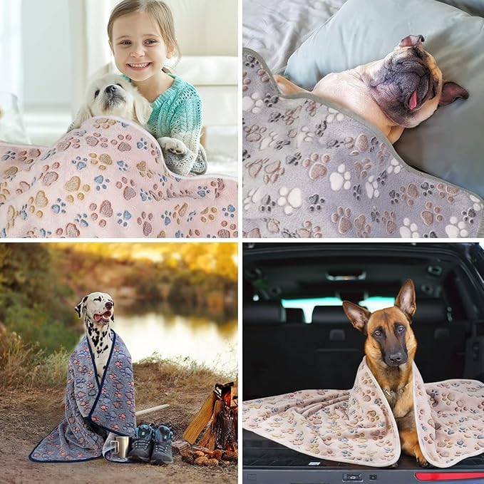 Dono 1 Pack 3 Dog Blankets Soft Fluffy Cute Bone Pattern Fleece Pet Blanket Warm Sleep Mat Cute Print Design Puppy Kitten Blanket Doggy Mat Paw Print for Animals