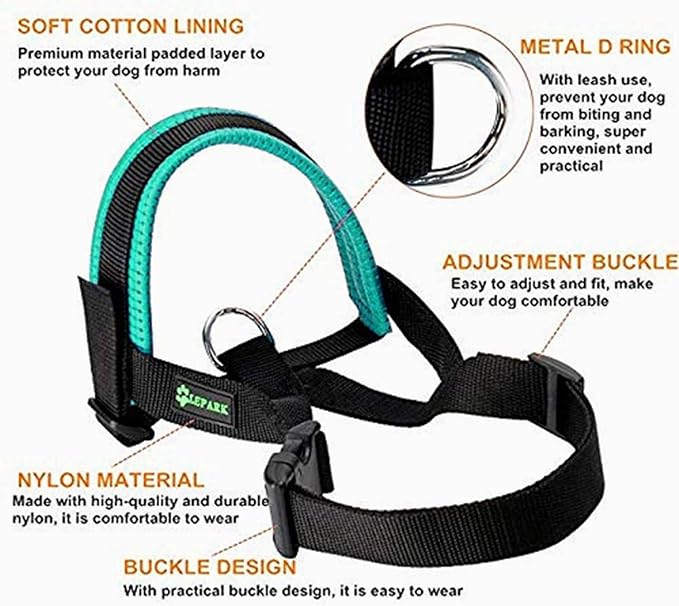 Nylon Dog Muzzle for Small,Medium,Large Dogs Prevent from Biting,Barking and Chewing,Adjustable Loop(XXL/Green)