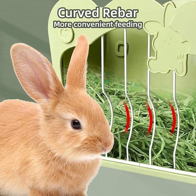 Rabbit Hay Feeder and Automatic Pet Water Dispenser, Metal Frame Guinea Pig Hay Rack Gravity Pet Water Bottle, Hanging and Easy to Install, for Rabbit Guinea Pig Chinchilla Bunny