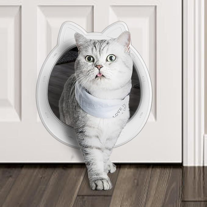 Large Cat Door Interior Door, No-Flap Cat Door for Interior Door, Pet Door for Cats, Easy DIY Setup, No Training, Up to 22 LBS, Easy to Install(Snow White)