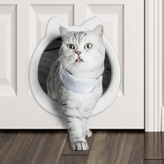 Large Cat Door Interior Door, No-Flap Cat Door for Interior Door, Pet Door for Cats, Easy DIY Setup, No Training, Up to 22 LBS, Easy to Install(Snow White)