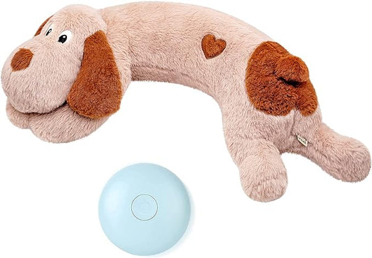 Puppy Heartbeat Toy, Dog Heartbeat Toy for Separation Anxiety Relief, Puppy Toy with Heartbeat Stuffed Animal Anxiety Calming Behavioral Aid Plush Toy for Dogs Cats Pets (Brown +)