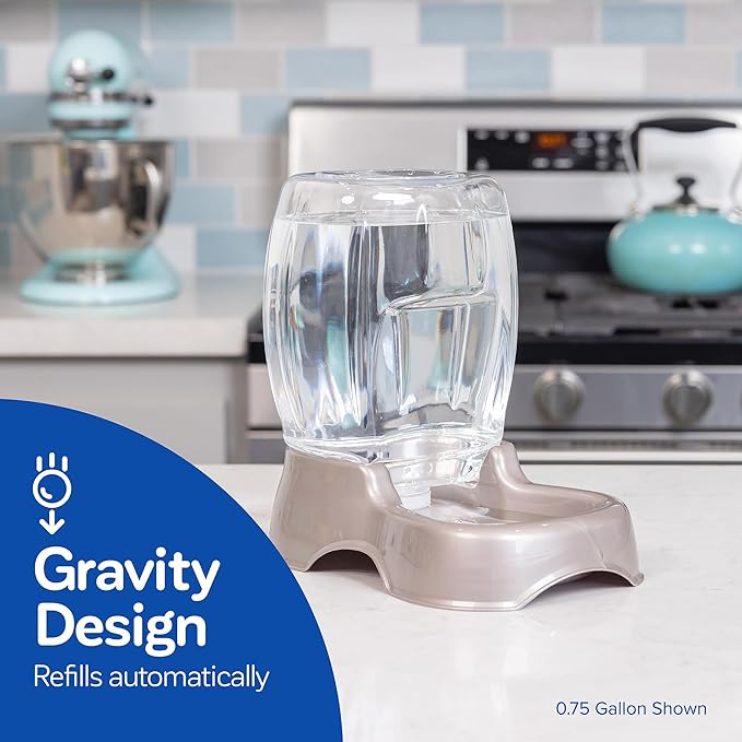 Petmate Pet Cafe Waterer Cat and Dog Water Dispenser 4 Sizes, Pearl White, Made in USA