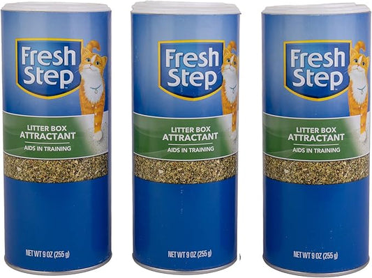 Fresh Step Cat Litter Box Attractant Powder for Training Cats | Natural Training Aid for Cats and Kittens | Great Way to Keep Your Home Clean and Train Your Pet | 9 Ounces - 3 Pack