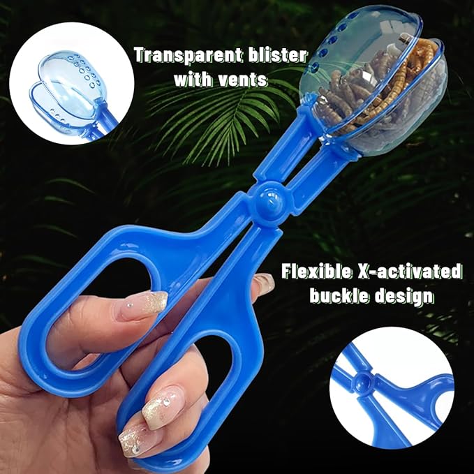 3 Pack Reptile Feeding Clamp,Reptile Poop Scoop Reptile Feeding and Cleaning Tool,Plastic Reptile Feeding Clamp for Tortoise Lizard Frog Spider and Other Small Animals
