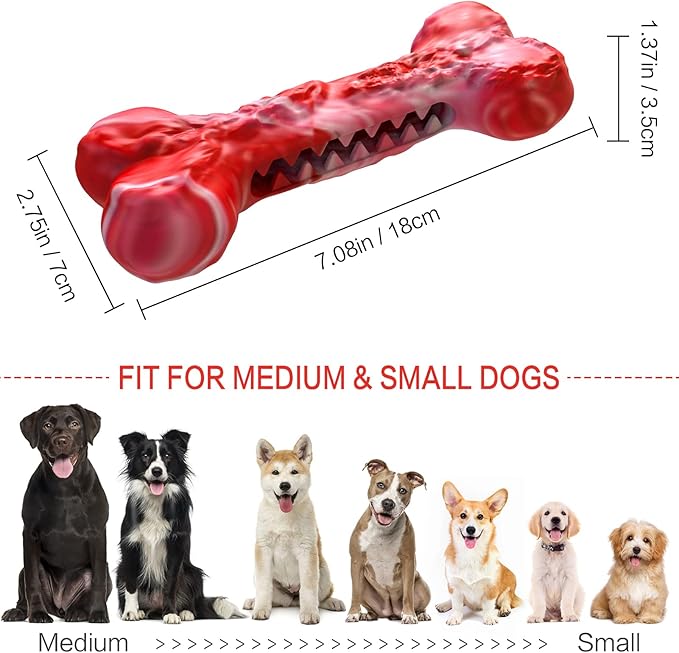 Dog Chew Toys for Aggressive Chewers, Interactive Rubber Dog Bones Chew Toys, Indestructible Puppy Dog Toy for Cleaning Teeth and Training, Tough Dog Toys for Medium Small Large Dog