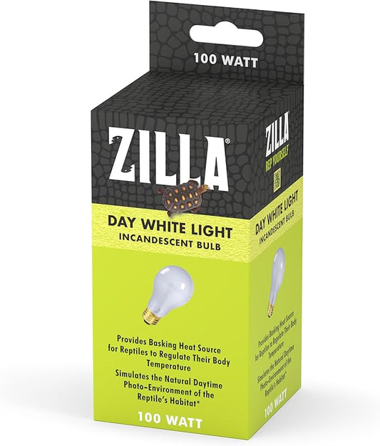 Zilla Reptile Terrarium Incandescent Heat Bulb, Day White, 100 Watts