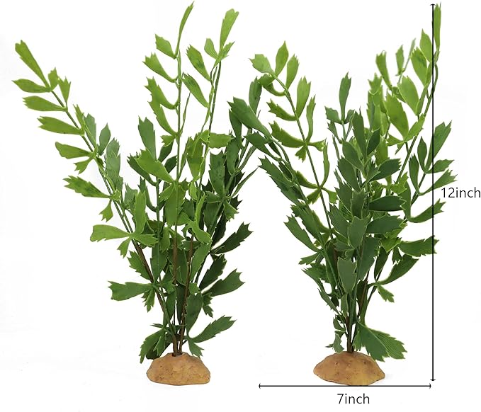 Lifelike Reptile Tank Plant Decor - Realistic Artificial Plastic Plant for Terrariums and Pet Enclosures (Style D 2 Pack)