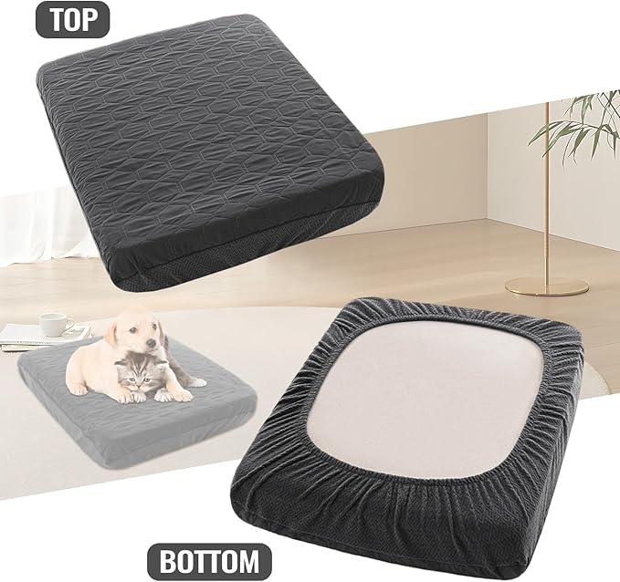 nanbowang Waterproof Dog Bed Covers Replacement Washable Pet Hair Easy to Remove, Dog Pillow Cover Quilted, Pet Bed Cover Lovely Puppy Bed Cover for Dog/Cat (27X36X6 (1pack), dark grey)