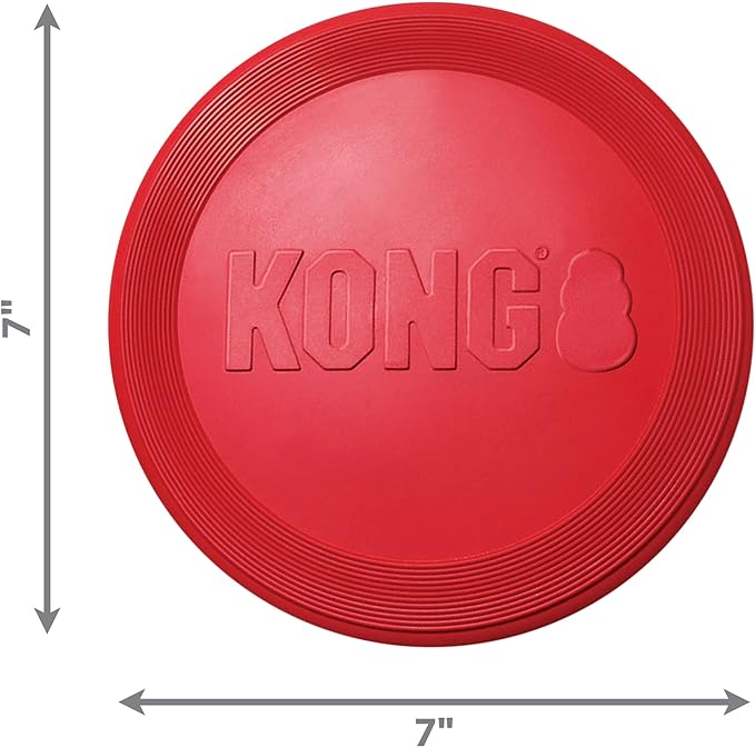 KONG Flyer - Durable Dog Toy for Outdoor Playtime - Natural Rubber Flying Disc, Dog Toy for Fetch - Safer Disc for Healthy Activity - for Small Dogs