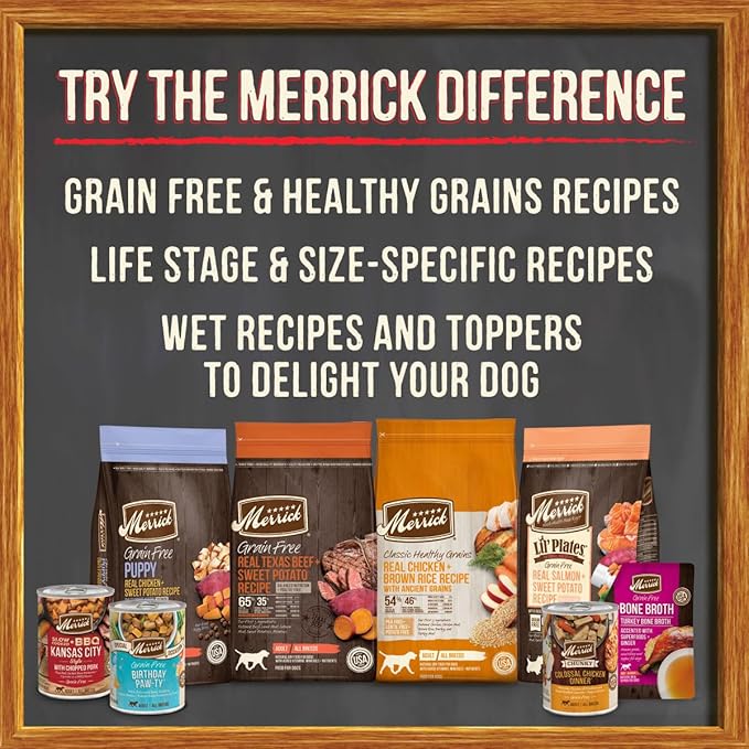 Merrick Grain Free Premium And Natural Canned Dog Food, Soft And Healthy Wet Recipe, Real Beef Lamb And Bison - (Pack of 12) 12.7 oz. Cans