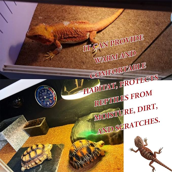 Reptile Carpet Natural Coconut Fiber, 36" x 18" Tortoise Carpet Mat for Pet Terrarium Liner, Reptile Bedding Supplies for Lizard, Snake, Chameleon, Turtle, Bearded Dragon (2 Pack)