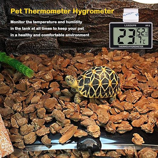 Reptile Thermometer Hygrometer HD LCD Reptile Tank Digital Thermometer with Hook Temperature Humidity Meter Gauge for Reptile Tanks, Terrariums, Vivarium (2packs)