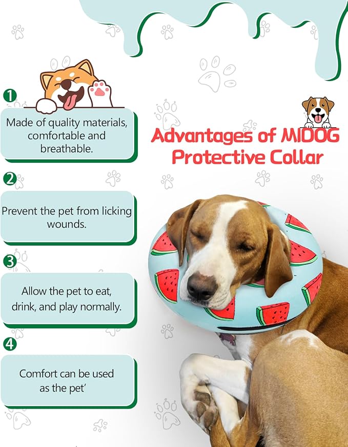 Dog Cone Collar for Small Medium Large Dogs for After Surgery, Pet Inflatable Neck Donut Collar Soft Protective Recovery Cone for Dogs and Cats - Alternative E Collar Does Not Block Vision - Cyan,XS