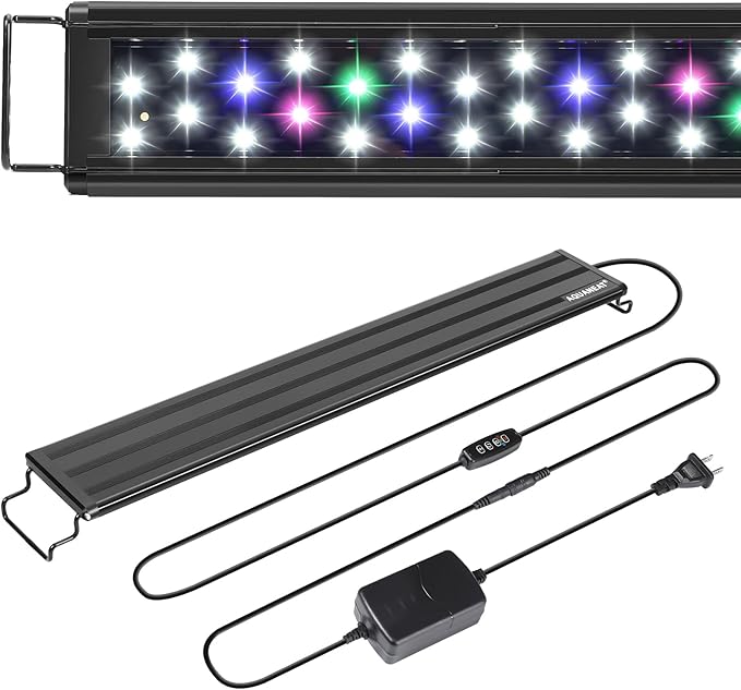 AQUANEAT LED Aquarium Light for 24 to 30 Inch Fish Tank, Auto On Off with Timer, Full Spectrum, Adjustable Brightness, Daylight Moonlight Mode, for Fresh Water Low-to-Mid Light Plants