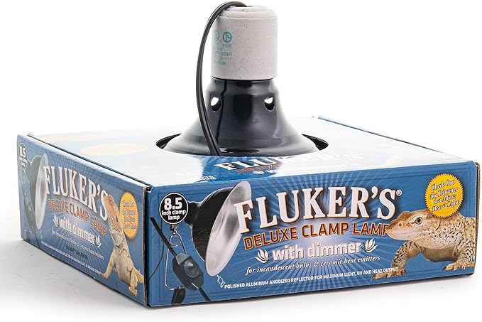 Fluker's Repta-Clamp Lamp, Heavy Duty Clamp Light For Reptile Tanks and Terrariums, UL/CUL Approved, Great for Reptile Basking, 150-Watt Maximum with Dimmable Switch, 8.5"