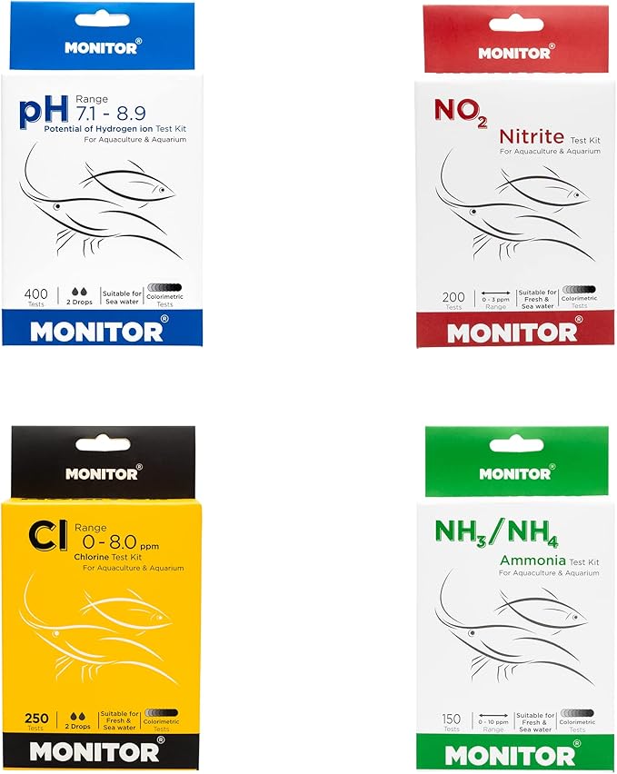 Monitor Ph7.1-8.9, Chlorine, Nitrite, Ammonia Test KIT_Combo Set