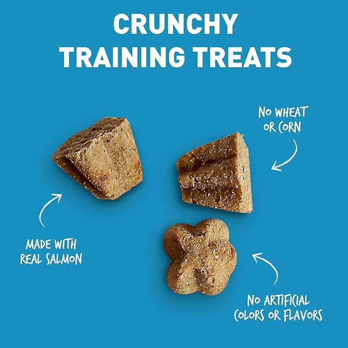 Cloud Star Tricky Trainers Crunchy Dog Training Treats 8 oz Pouch, Salmon Flavor, Low Calorie Behavior Aid with 450 treats