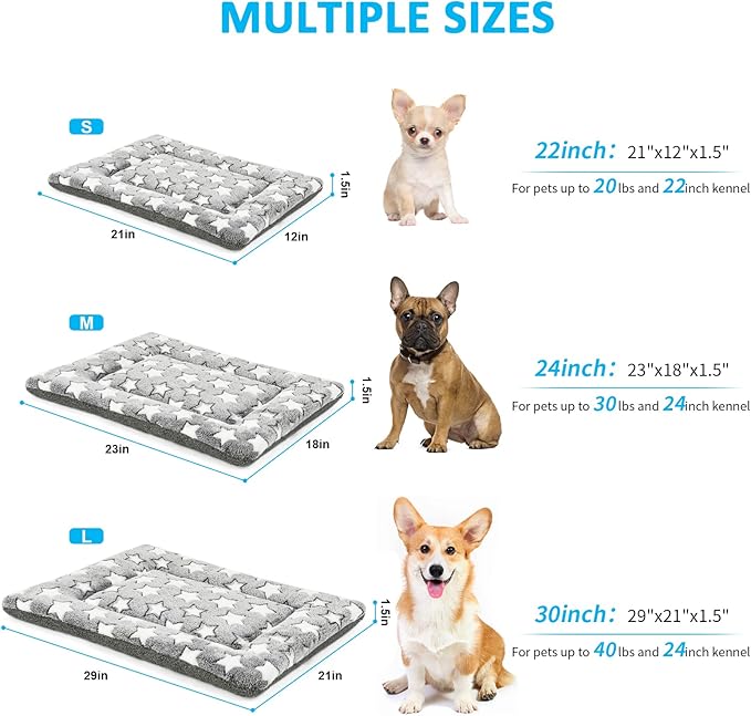 Dog Bed Mat, Machine Washable Pet Bed Pad for 30-inch Kennel, Reversible Dog Crate Pad for Medium Small Dogs, Portable and Soft Pet Bed Mat