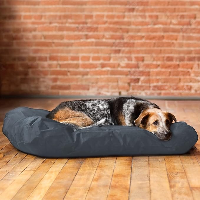 Dog bed covers for 44" L × 32" W × 4" H 600D Oxford Waterproof Dog Bed Cover with Zipper and Carry Handle dog bed covers replacement washable, Cover Only (Gray)