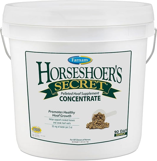 Farnam Horseshoer's Secret Pelleted Hoof Supplements Concentrate, Economic formula with 25 mg. of biotin per 2 ounce serving, 11.25 lb, 90 day supply