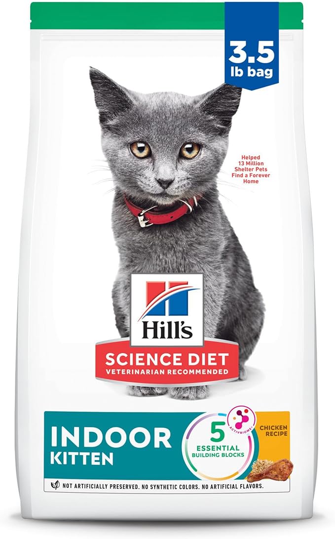 Hill's Science Diet Indoor, Kitten, Easy Litter Box Cleanup, Dry Cat Food, Chicken Recipe, 3.5 lb Bag