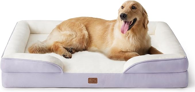 Bedsure Orthopedic Dog Bed for Extra Large Dogs - XL Plus Waterproof Dog Sofa Beds, Supportive Foam Pet Couch Bed with Removable Washable Cover, Waterproof Lining and Nonskid Bottom, Lavender