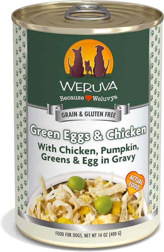 Weruva Classic Dog Food, Green Eggs & Chicken with Chicken Breast & Pumpkin in Gravy, 14oz Can (Pack of 12)