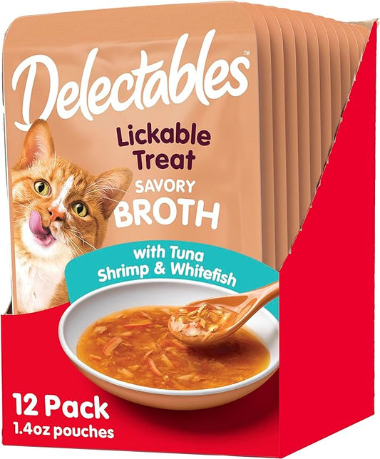 Hartz Delectables Savory Broths Variety Lickable Wet Cat Treats, 12 Count