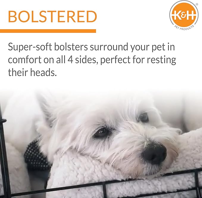K&H Pet Products Ultra Plush Deluxe Bolster Dog Crate Pad, Plush Dog Crate Bed, Portable Dog Crate Mat & Dog Kennel Indoor Mat, Dog Bed for Crate (Crate Not Included) - Fleece 21 X 31 Inches