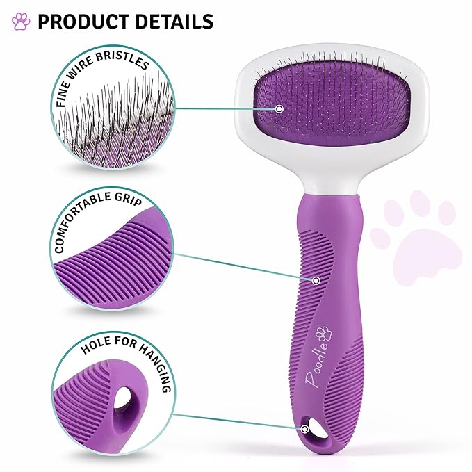 Poodle Pet Slicker Brush for Dogs, Cats, Rabbits - Dog Slicker Brush for Matted/Loose Hair, Fur, Knot - Doodle Brush for Dogs Short Hair & Long Hair - Dog Brush for Goldendoodle Grooming & Shredding